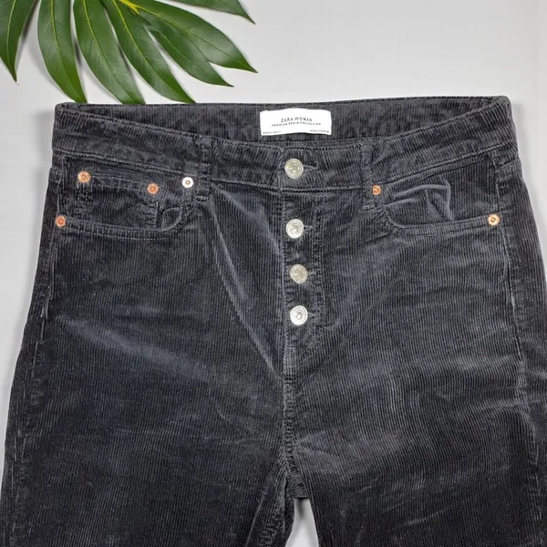 Zara Woman High-Rise Corduroy Button-Fly Cropped Kick Flare Pants - Image 10