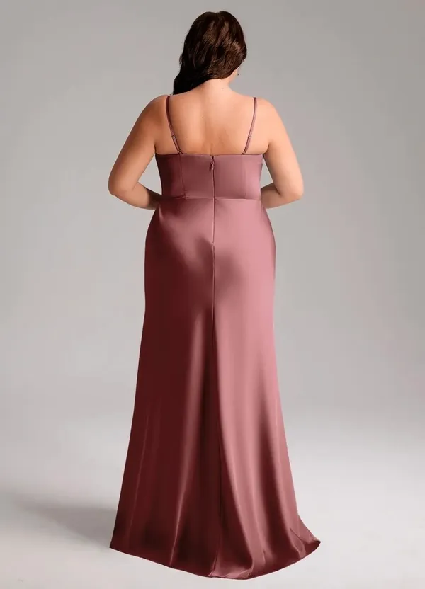 Azazie Bridesmaid Dress Amethyst Lidia Stretch Satin A2 - Image 6