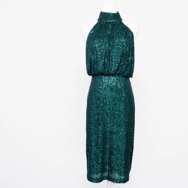 Eliza J Sequin Emerald Mock Neck Cocktail Dress‎ - Image 7