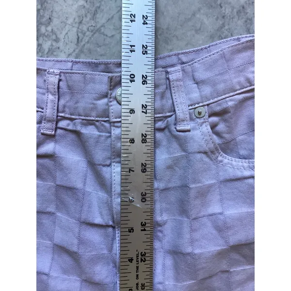 Madewell Lavender Purple Checkerboard High Rise Denim Shorts 27 NK854 - Image 3