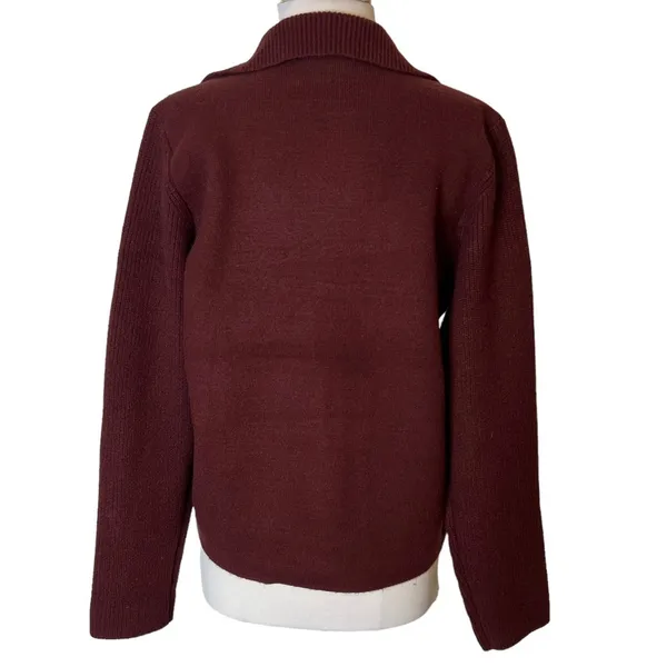 Ann Taylor Faux Suede Moto Sweater Jacket burgundy sz S‎ - Image 9