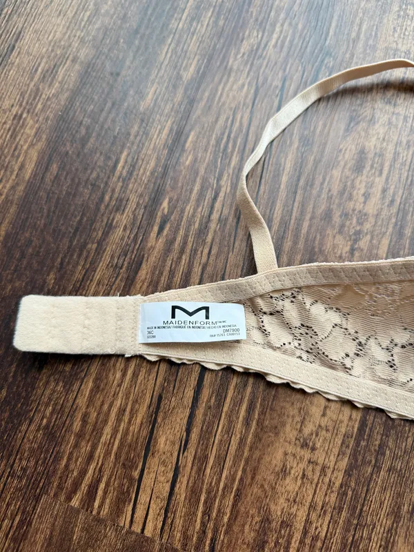 NWT Maidenform 36C Lightly Lined T-Shirt Beige Bra With Lace Detail- Size 36C - Image 4
