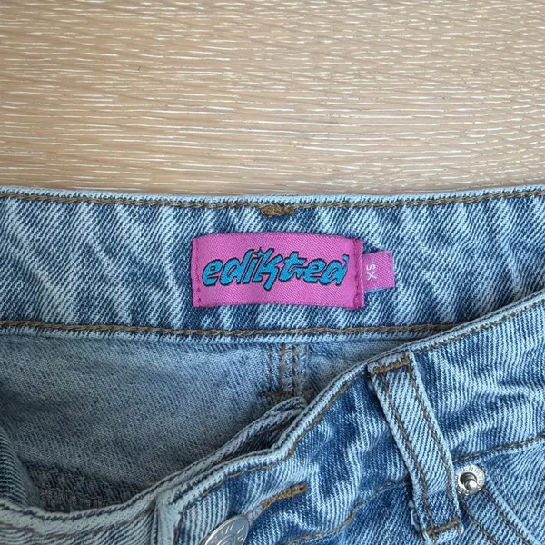 Edikted Micro Shorts Cut Off Low Rise Devin Size XS Blue - Image 3