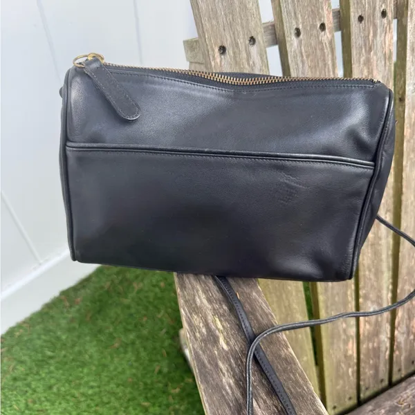 VINTAGE COACH Black Genuine Leather Zipper Satchel Bag Coach 0217-025 RARE V‎ - Image 3