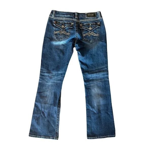 MISS ME Denim Easy Boot Thick Stitch Bling Studded Pockets Blue Jeans Size 29 - Image 5