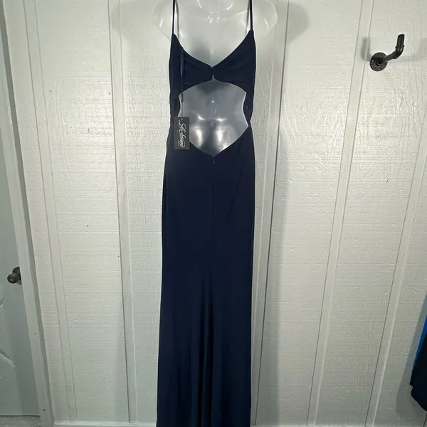 LA FEMME Navy Ruched Jersey Trumpet Gown Dress SIZE 6 NWT - Image 13