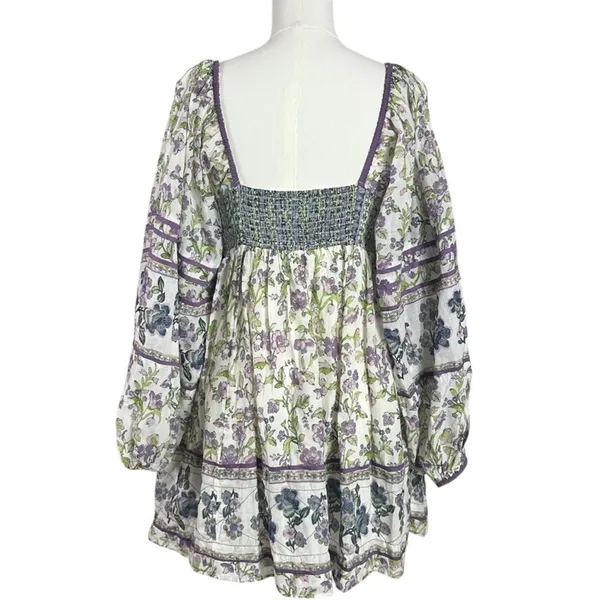 Free People Bohemian Retro 70s Endless Afternoon Floral Mini Dress Large - Image 10