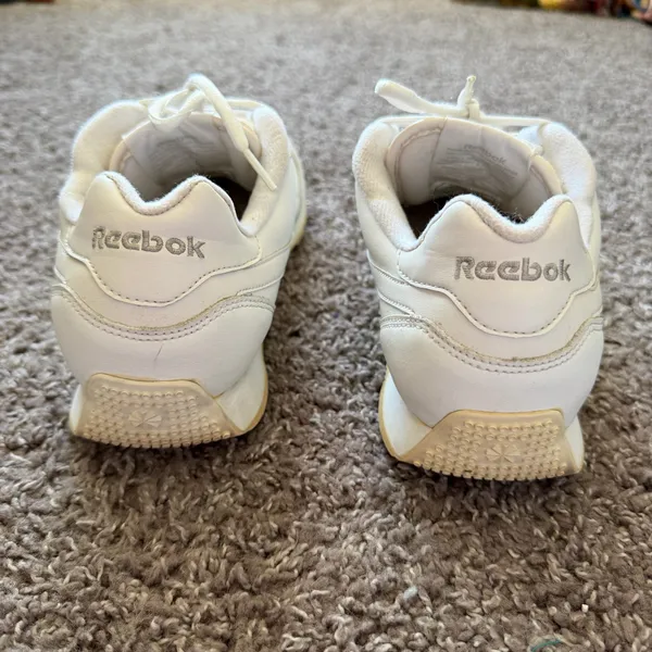 Vintage Reebok Classic Harman Run White Leather Gum Sole Sneakers - Image 4