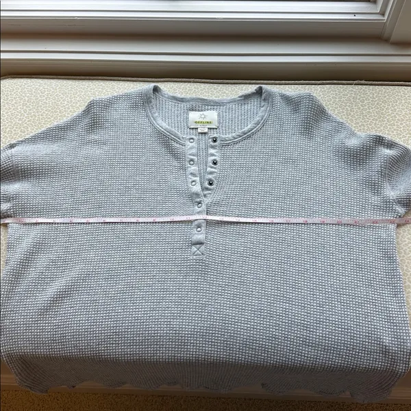 OFFLINE by Aerie Gray Waffle Knit Henley Long Sleeve Shirt S - Image 9