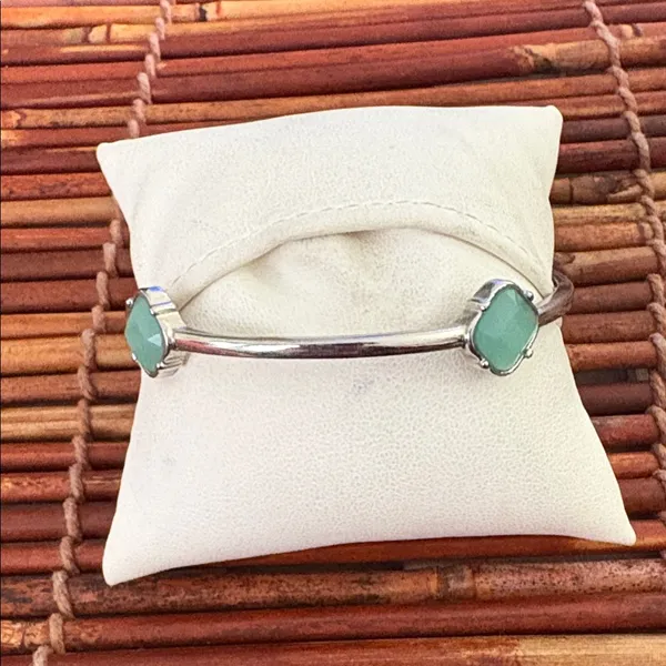 Lia Sophia Silver Bangle Bracelet with Mint Accents - Image 2
