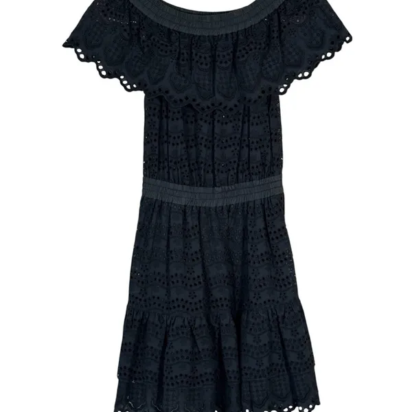 Love Shack Fancy Black Lace Off Shoulder Mini Dress Womens XS Whimsigoth Boho - Image 3