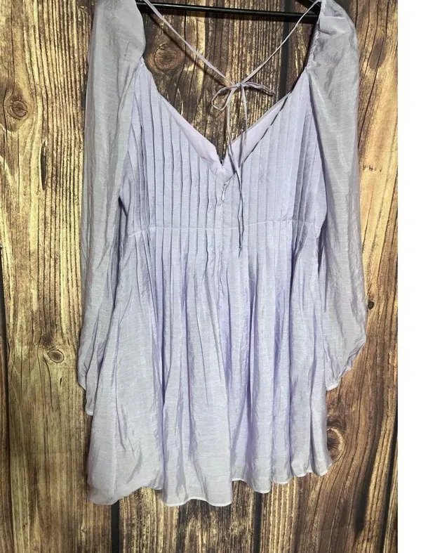 Astr the label Carina Mini dress lavender Sz XL Balloon Sleeves Party Open Back - Image 10
