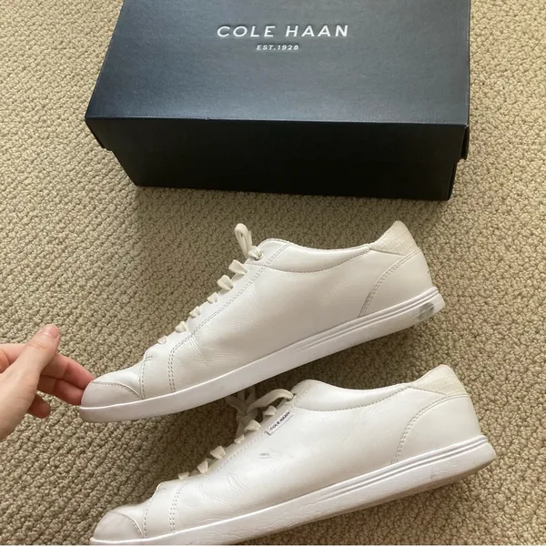 Cole Haan Vegan Leather Low-top White Fashion Sneakers Women’s Size 8 GUC - Image 6