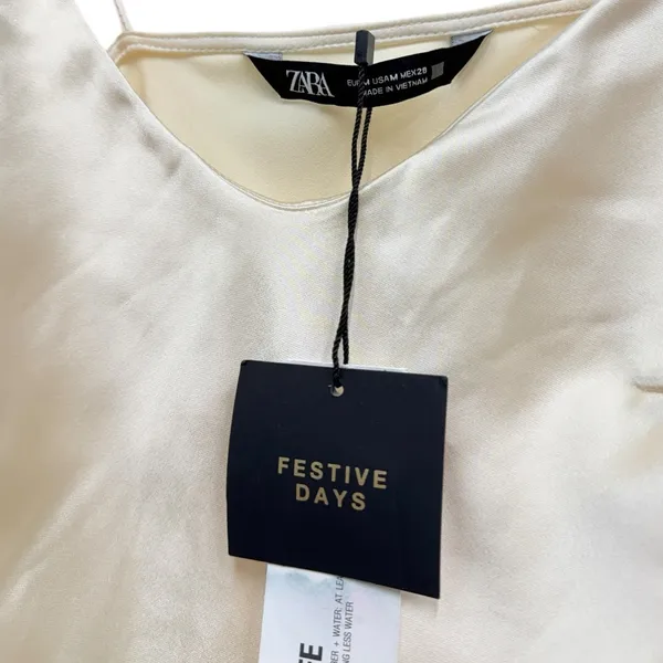 Zara Spaghetti Straps Side Lace-Up Satin Slip dress in Cream size Medium NWT - Image 7