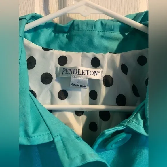 Pendleton Women’s Jacket Large Turquoise Button‎ Down Cotton Classic Lightweight - Image 4
