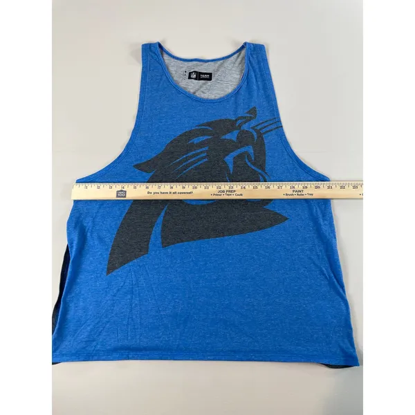 NFL Team Apparel Tank Top Panthers Logo Blue Side Slits Size XL - Image 5