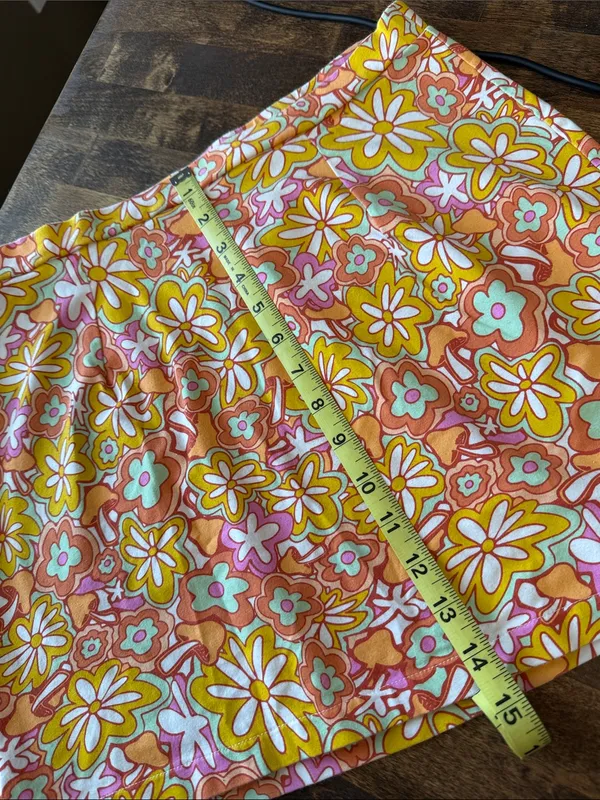 VANS Floral Retro Pull-On Stretch Mini Skirt Size M Mod Skater Y2K Indie 90s - Image 7