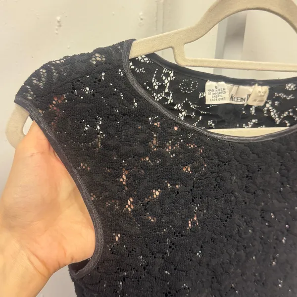 Vintage 90s Anne Klein II Black Floral Lace Sleeveless Bodysuit Vintage Small - Image 6