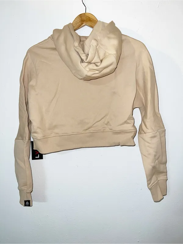 LVLS Levels Embossed Cropped Hoodie in Nude - Image 7