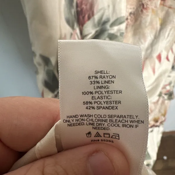 Express NWT Linen Blend Floral Square Neck Smocked Tiered Maxi Dress Large L - Image 8