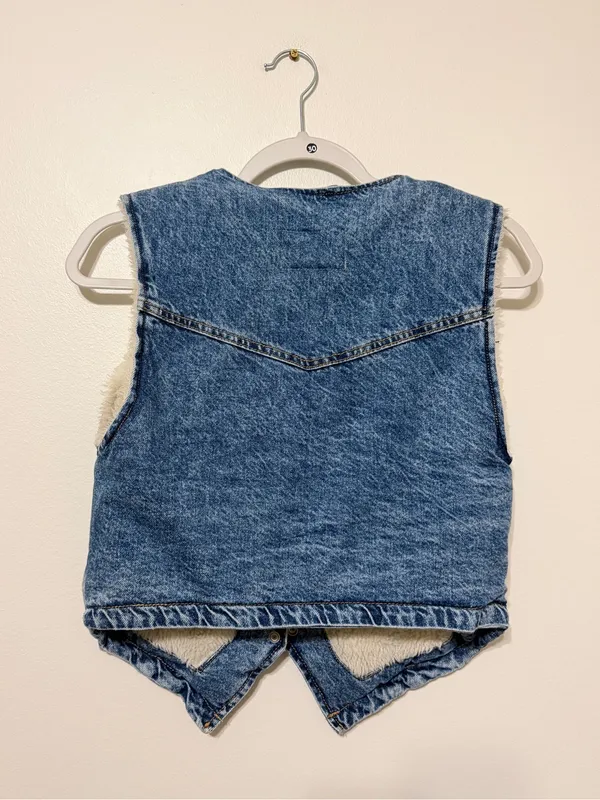 Free People Denim Florence Ranch Vest Size Small Sherpa Fall Winter Western - Image 6