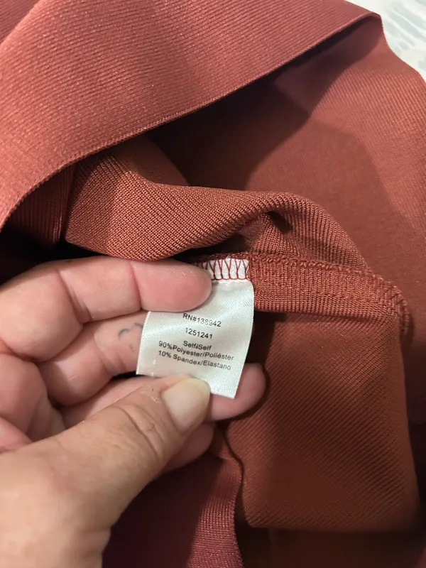Lilly’s Kloset Size Small Brown Ruffle Bandage Bodycon Midi Dress - Image 8