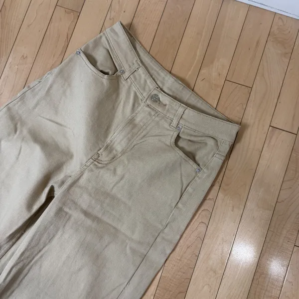 H&M Divided Tan Wide Leg Denim Jeans Chino's Pants Size 6 Stretch - Image 4