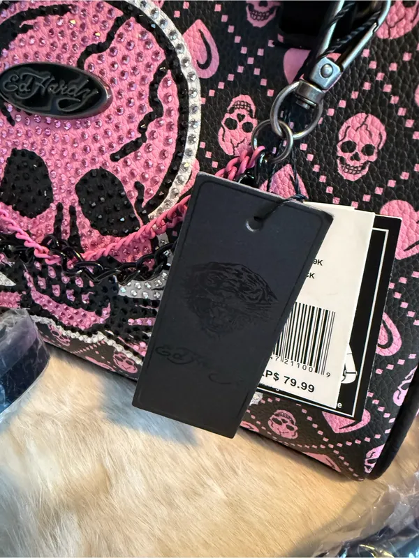 Ed Hardy Vegan Leather Skull Satchel Crossbody - Image 4
