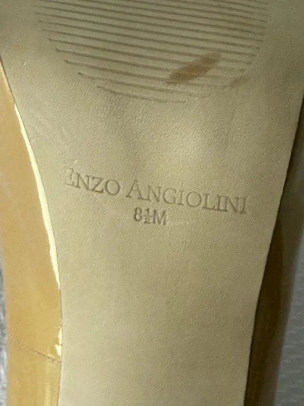 Enzo Angiolini Mustard/Beige Patent Peep Toe Stilettos - Image 5