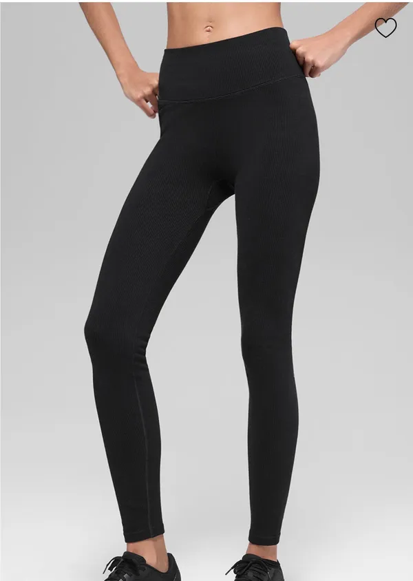 Seamless High-Waisted Ribbed Alo Yoga Leggings - Image 4