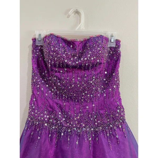 Previous Formals Blue‎ Prom Dress A Line Formal Gown Size 4 Princess - Image 2