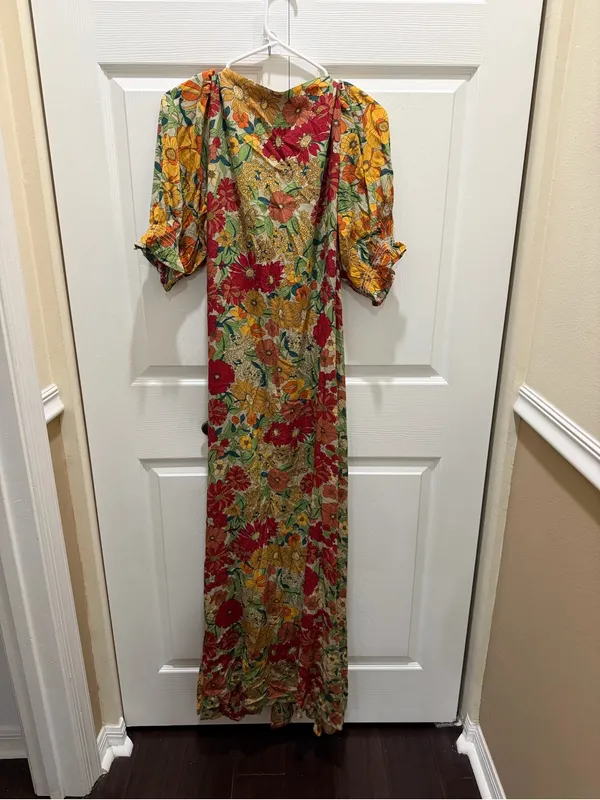 Natural Life Sophia Wrap Maxi Dress in gold vintage floral print large NWT - Image 7