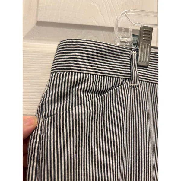 Gap Womens Slim Cropped Pinstripe Stretch Pants Navy Blue Coastal‎ White Size 14 - Image 2