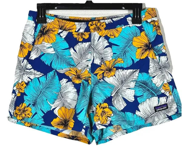 Patagonia Women’s Shorts XS Tropical Floral Blue Nylon Beach Outdoors Baggies - Image 2