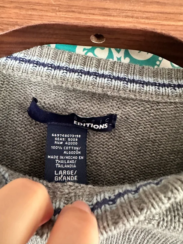 Men’s Basic Edition Crewneck knit grey sweater large - Image 4