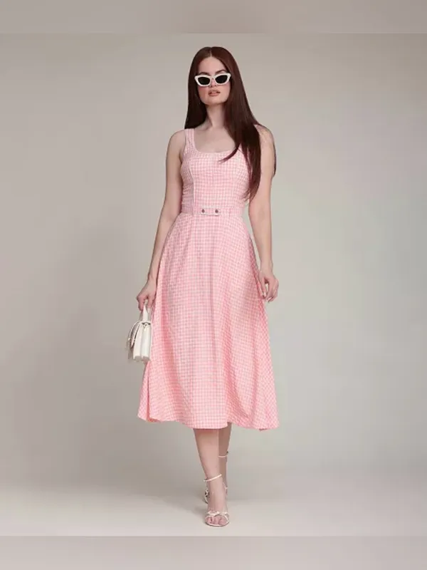 AVEC LES FILLES Bustier Bodice Gingham Midi Dress - Image 2