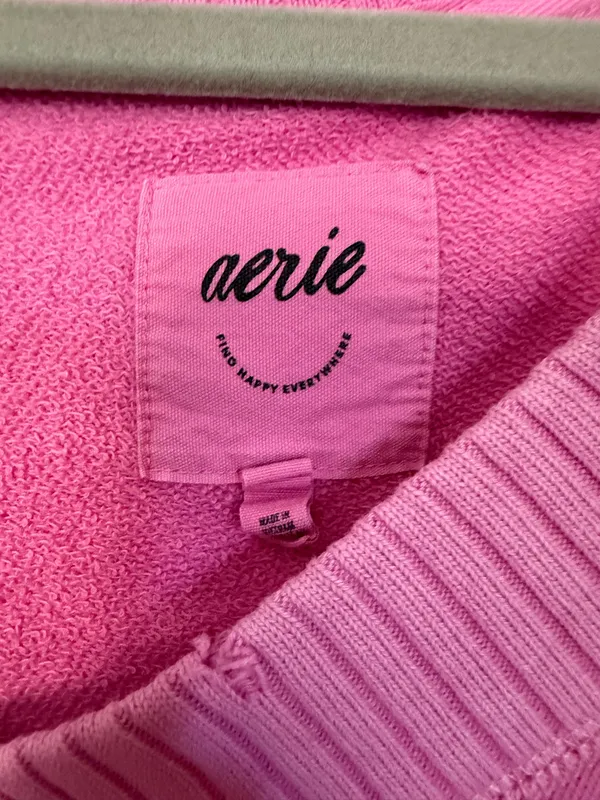 Aerie Pink Sweater V-Neck Oversized - Image 2