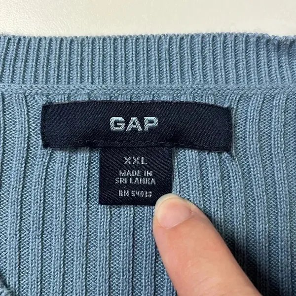Imperfect Y2K vintage sweater 2002 Gap XXL‎ 100% cotton vneck ribbed XXL sweater - Image 8