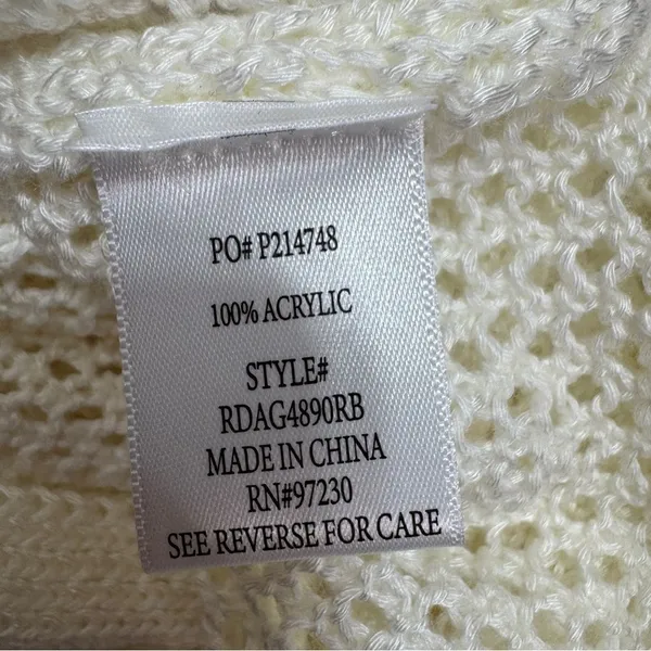 Almost Famous Sheer Crochet Open Back Beach Swim Cover‎ Maxi Dress Cream Medium - Image 12