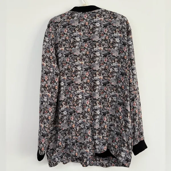 Free People Floral Oversized Bomber Jacket Size Medium - Image 5