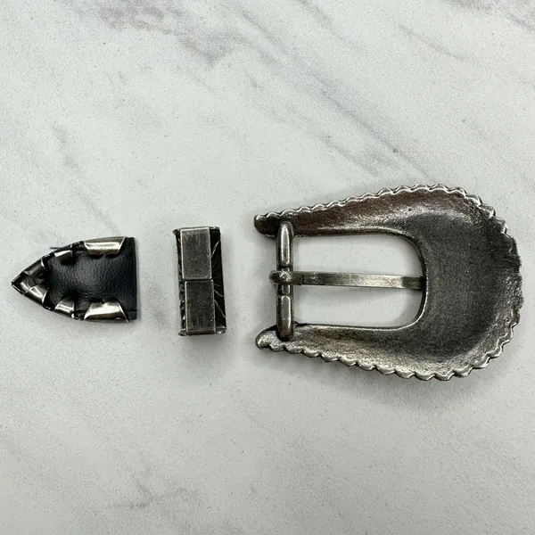 Western Style Silver Tone Belt Buckle Keeper Tip Set ✨ - Image 6