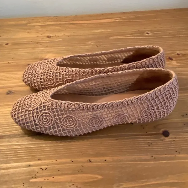 Bibi Lou Macramé Ballet‎ Flats size 37 Tan - Image 5