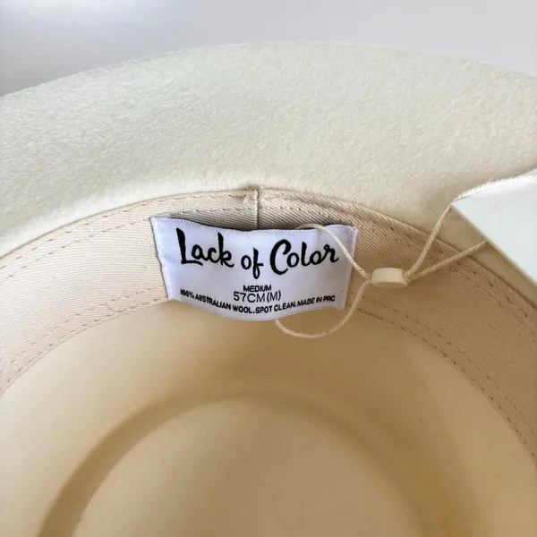 Lack of Color Beverly Ivory 100% Wool Wide Brimmed Fedora Hat Size Medium NWT - Image 5