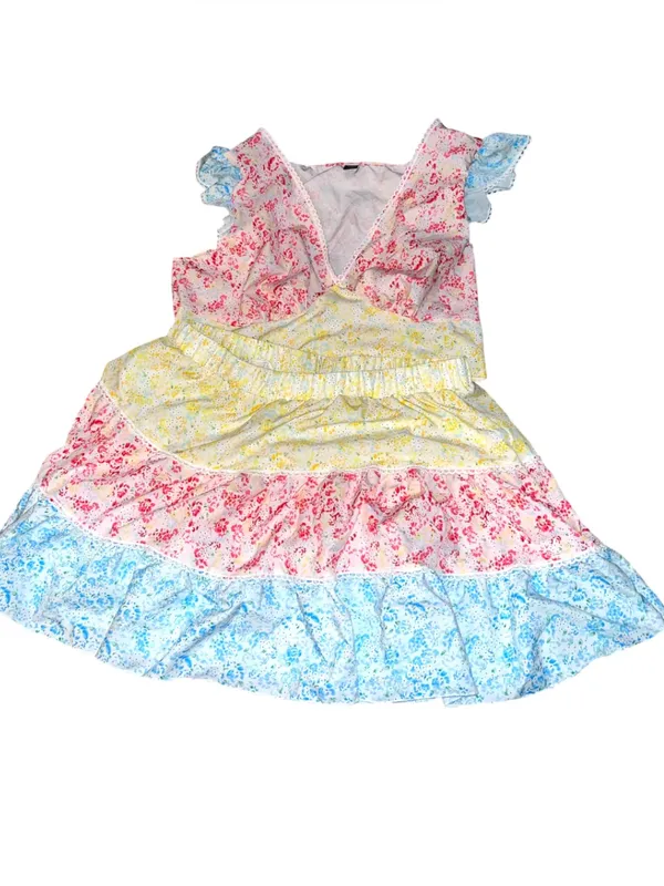 Boutique Floral Tiered Mini Skirt set - Image 2
