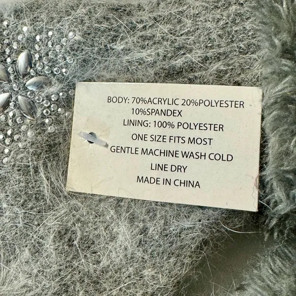 Fuzzy Grey Gloves with Snowflake Accents NWT - Image 2