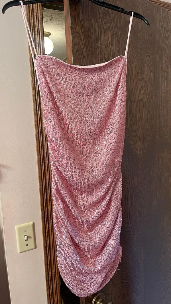 pink sparkly mini dress Size L - Image 2