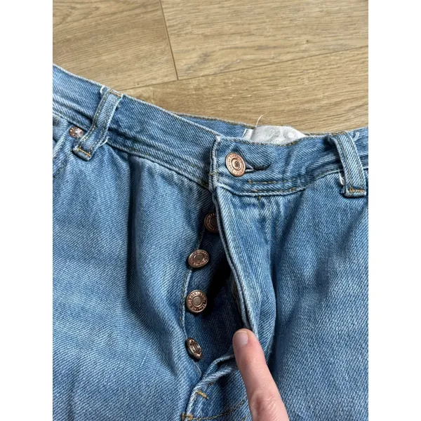 EUC We the Free People Jeans Womens Holes Knees Wide Distressed Button Fly sz 28 - Image 11