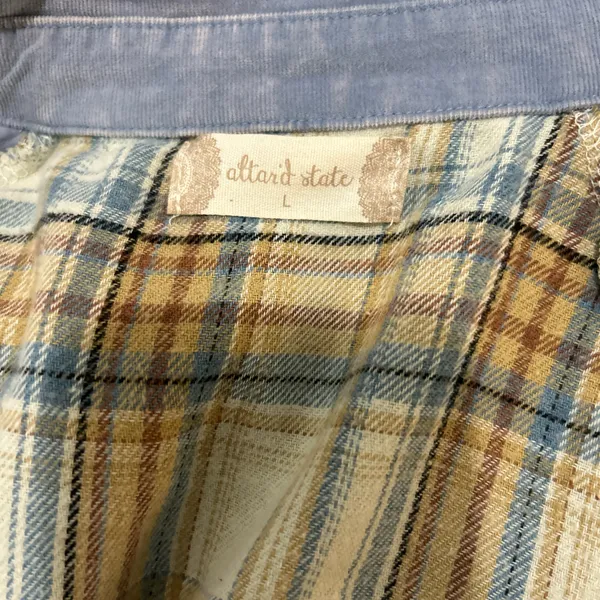 Altar'd State plaid button-up shirt with a distressed, worn-in look - Image 3