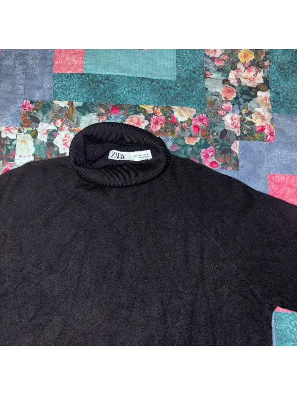 ZARA Girls Large Black Turtleneck Sweater Size L - Image 2