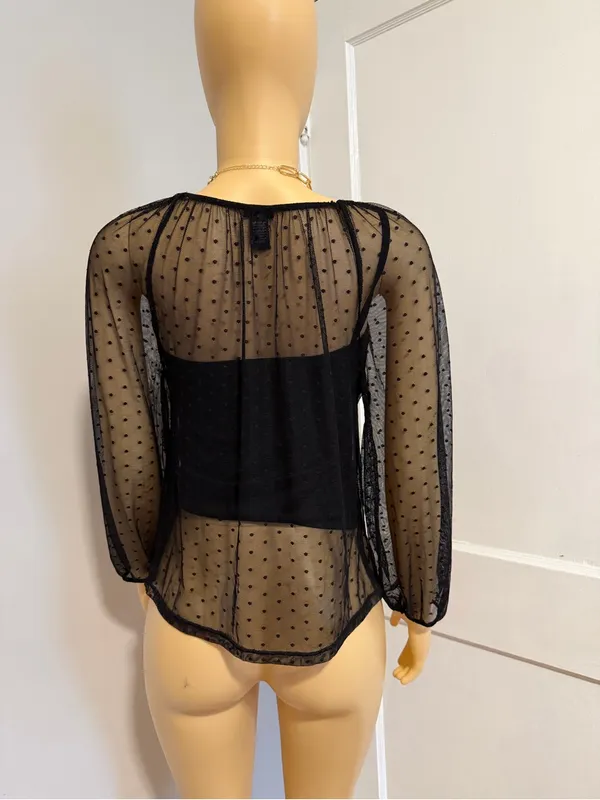 Sheer Dot Mesh Black Long - Image 2
